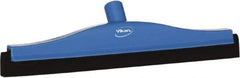 Vikan - 16" Foam Rubber Blade Bench Squeegee - Double Edge, Blue, Plastic Holder - Exact Industrial Supply