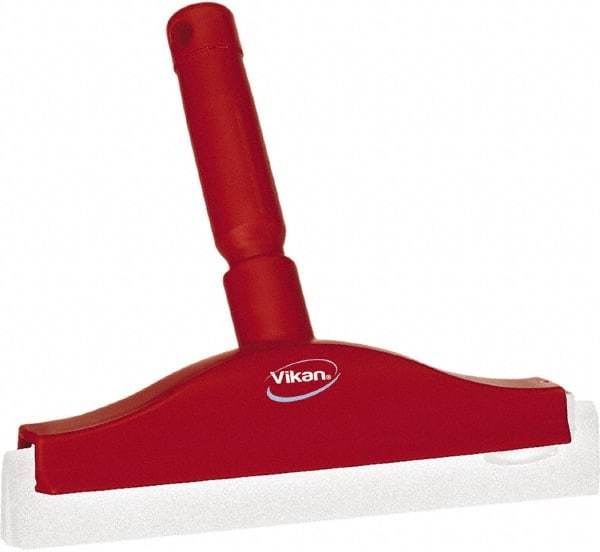 Vikan - 10" Foam Rubber Blade Bench Squeegee - Double Edge, Red, Plastic Holder - Exact Industrial Supply