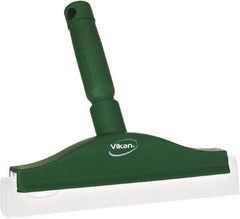 Vikan - 10" Foam Rubber Blade Bench Squeegee - Double Edge, Green, Plastic Holder - Exact Industrial Supply
