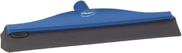 Vikan - 16" Rubber Blade Ceiling Squeegee - Double Edge, Blue, Plastic Holder - Exact Industrial Supply