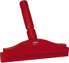 Vikan - 10" Rubber Blade Floor Squeegee - Double Edge, Red, Plastic Holder - Exact Industrial Supply