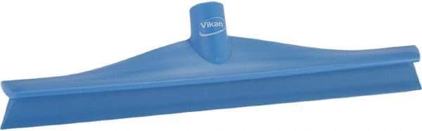 Vikan - 15-3/4" Rubber Blade Floor Squeegee - Single Edge, Blue, Plastic Holder - Exact Industrial Supply