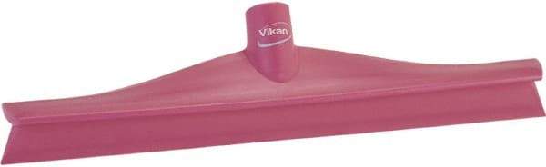 Vikan - 15-3/4" Rubber Blade Floor Squeegee - Single Edge, Pink, Plastic Holder - Exact Industrial Supply