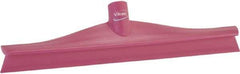 Vikan - 15-3/4" Rubber Blade Floor Squeegee - Single Edge, Pink, Plastic Holder - Exact Industrial Supply