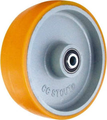 Caster Connection - 10 Inch Diameter x 3 Inch Wide, Polyurethane on Iron Caster Wheel - 2,750 Lb. Capacity, 3-1/4 Inch Hub Length, 3/4 Inch Axle Diameter, Sealed Precision Ball Bearing - Exact Industrial Supply