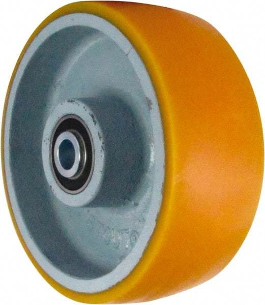 Caster Connection - 8 Inch Diameter x 3 Inch Wide, Polyurethane on Iron Caster Wheel - 2,300 Lb. Capacity, 3-1/4 Inch Hub Length, 3/4 Inch Axle Diameter, Sealed Precision Ball Bearing - Exact Industrial Supply
