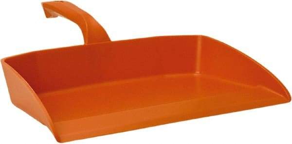 Vikan - 12-1/2" Wide Handheld Dustpan - Plastic Body, 4-1/2" Handle, Orange - Exact Industrial Supply