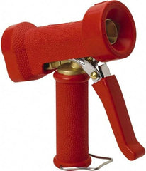 Vikan - Garden Hose Trigger Pistol Nozzle - Brass, Stainless Steel, Rubber - Exact Industrial Supply