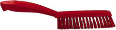 Vikan - 1.3" Bristle Length, Polyester Scrub Brush - 5-7/8" Long x 0.8" Wide Head, 11.2" OAL, Red, Polypropylene Block - Exact Industrial Supply