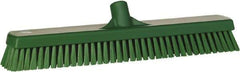 Vikan - 1.8" Bristle Length, Polyester Scrub Brush - 18" Long x 2-1/2" Wide Head, 19" OAL, European Threaded Handle, Green, Polypropylene Block - Exact Industrial Supply