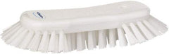 Vikan - 1.3" Bristle Length, Polyester Utility Scrub Brush - 7-3/4" Long x 3" Wide Head, 8" OAL, European Threaded Handle, White, Polypropylene Block - Exact Industrial Supply