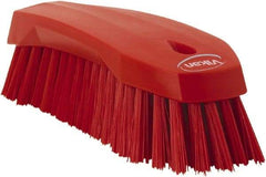 Vikan - 1.3" Bristle Length, Polyester Utility Scrub Brush - 7" Long x 3" Wide Head, 8" OAL, Red, Polypropylene Block - Exact Industrial Supply