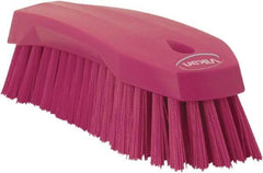 Vikan - 1.3" Bristle Length, Polyester Utility Scrub Brush - 7" Long x 3" Wide Head, 8" OAL, Pink, Polypropylene Block - Exact Industrial Supply