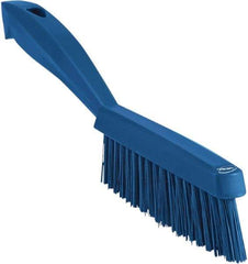 Vikan - 1.3" Bristle Length, Polyester Scrub Brush - 5-7/8" Long x 0.8" Wide Head, 11.2" OAL, Blue, Polypropylene Block - Exact Industrial Supply