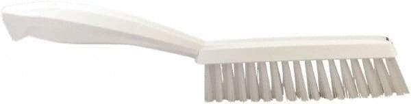 Vikan - 1.3" Bristle Length, Polyester Scrub Brush - 5-7/8" Long x 0.8" Wide Head, 11.2" OAL, White, Polypropylene Block - Exact Industrial Supply