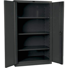 Hallowell - 3 Shelf Locking Storage Cabinet - Steel, 36" Wide x 21" Deep x 60" High, Gray - Exact Industrial Supply