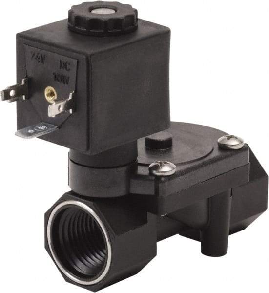 Spartan Scientific - 3/8" NPT Port, 2 Way, 2 Position, Glass Filled Nylon Solenoid Valve - Normally Closed, Viton Seal - Exact Industrial Supply