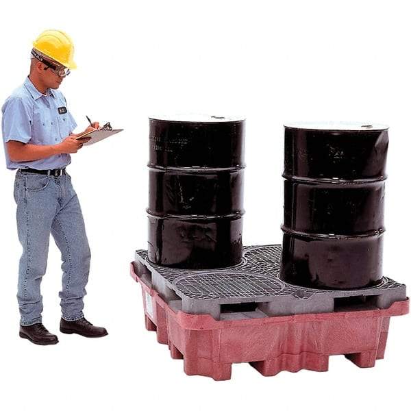 UltraTech - 85 Gal Sump, 6,500 Lb Capacity, 4 Drum, Polyethylene Ultra-Spill King w/Drum Pallet, No Drain - 51" Long x 51" Wide x 17-1/2" High, 2x2 Drum Configuration - Exact Industrial Supply