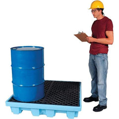 UltraTech - 66 Gal Sump, 6,000 Lb Capacity, 4 Drum, Polyethylene, Fluorinated P4 Fluorinated & Nestable Spill Pallet, No Drain - 51" Long x 51" Wide x 10" High - Exact Industrial Supply