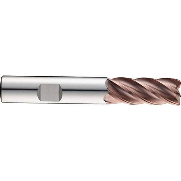 SGS - 1/2", 1" LOC, 1/2" Shank Diam, 3-1/4" OAL, 5 Flute, Solid Carbide Square End Mill - Single End, Ti-NAMITE-M Finish, Spiral Flute, 37° Helix, Centercutting, Right Hand Cut, Right Hand Flute, Series Z5S - Exact Industrial Supply