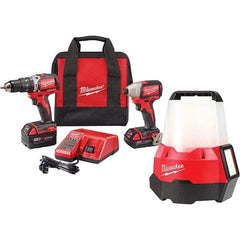 Milwaukee Tool - 18 Volt Cordless Tool Combination Kit - Includes 1/2" Brushless Hammer Drill/Driver & Brushless 1/4" Impact Driver, Lithium-Ion Battery Included - Exact Industrial Supply