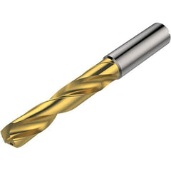 Seco - 5.1mm 140° Solid Carbide Jobber Drill - TiAlN/TiN Finish, Right Hand Cut, Spiral Flute, Round Shank, 82mm OAL - Exact Industrial Supply