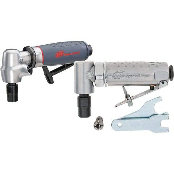 Ingersoll-Rand - 1/4" Collet, Angle Handle, Air Angle Die Grinder - 20,000 RPM, Rear Exhaust, 25 CFM, 0.4 hp, 1/4" Inlet - Exact Industrial Supply