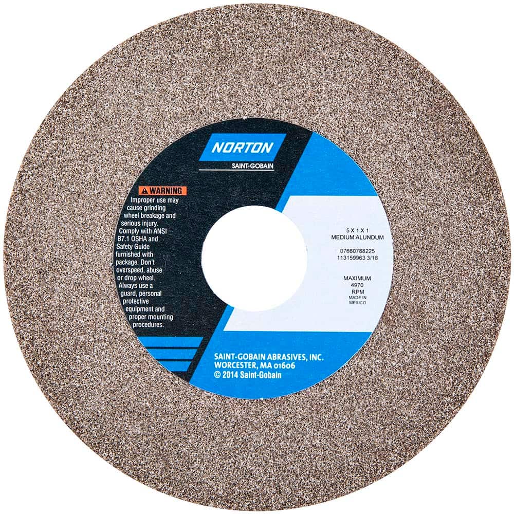 Norton - Bench & Pedestal Grinding Wheels Wheel Diameter (Inch): 5 Hole Size (Inch): 1 - Exact Industrial Supply