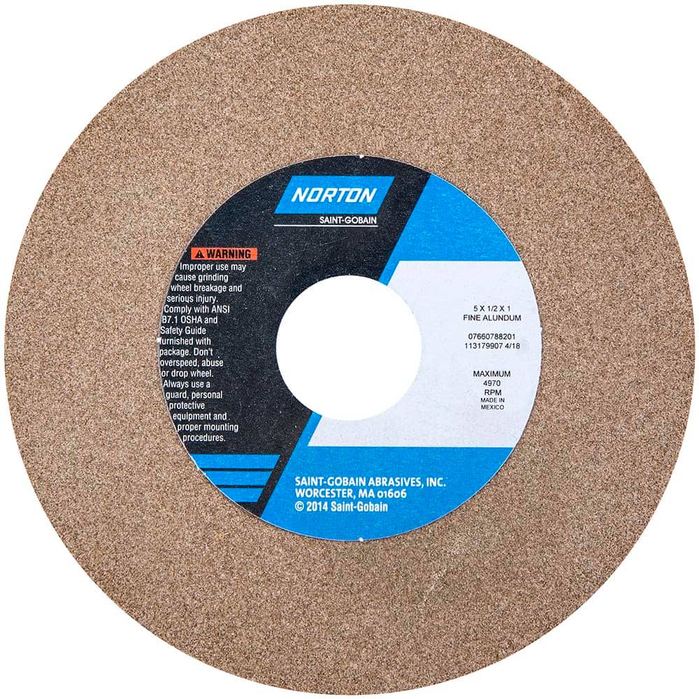 Norton - Bench & Pedestal Grinding Wheels Wheel Diameter (Inch): 5 Hole Size (Inch): 1 - Exact Industrial Supply