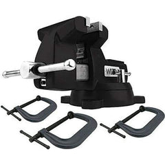 Wilton - 6" Jaw Width x 5-3/4" Jaw Opening Capacity, 4-1/8" Throat Depth, Bench & Pipe Combination Vise - 1/4 to 3-1/2" Pipe Capacity, Swivel Base, Bolt Down Attachment, Cast Iron - Exact Industrial Supply