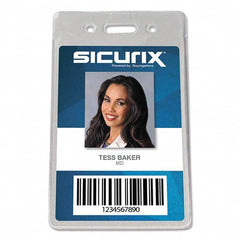 Sicurix - Badge Holders Attachment Type: Clip-On Horizontal or Vertical Holder: Vertical - Exact Industrial Supply