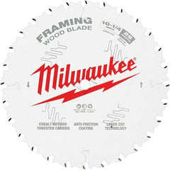 Milwaukee Tool - 10-1/4" Diam, 5/8" Arbor Hole Diam, 28 Tooth Wet & Dry Cut Saw Blade - Tungsten Carbide-Tipped, Framing Action, Standard Round Arbor - Exact Industrial Supply