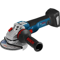 Bosch - 4-1/2" Wheel Diam, 9,000 RPM, Cordless Angle & Disc Grinder - 5/8-11 Spindle, 18 Volts, 6.3 Amps - Exact Industrial Supply