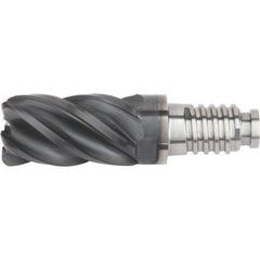 Kennametal - 32" Diam, 48mm LOC, 5 Flute 1mm Corner Radius End Mill Head - Solid Carbide, AlTiN Finish, Duo-Lock 32 Connection, Spiral Flute, 39° Helix - Exact Industrial Supply