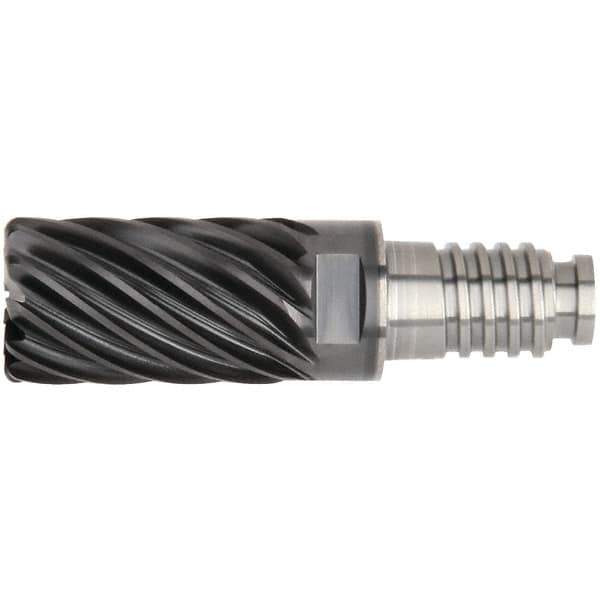 Kennametal - 16" Diam, 24mm LOC, 11 Flute 4mm Corner Radius End Mill Head - Solid Carbide, AlTiN Finish, Duo-Lock 16 Connection, Spiral Flute, 36° Helix - Exact Industrial Supply