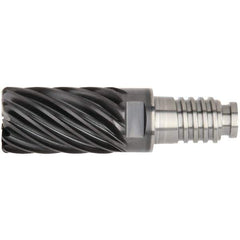 Kennametal - 25" Diam, 37.5mm LOC, 19 Flute 5mm Corner Radius End Mill Head - Solid Carbide, AlTiN Finish, Duo-Lock 25 Connection, Spiral Flute, 36° Helix - Exact Industrial Supply