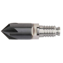 Kennametal - 12mm Diam, 3mm LOC, 5mm Chamfer Width, 5 Flute 60° Corner Chamfer - Solid Carbide, AlTiN Finish, Duo-Lock 12 Connection, Spiral Flute, 0° Helix - Exact Industrial Supply