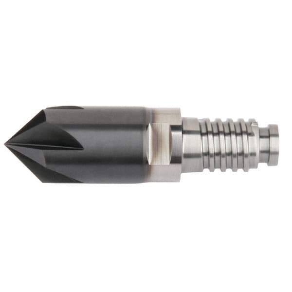 Kennametal - 16mm Diam, 4mm LOC, 6mm Chamfer Width, 6 Flute 60° Corner Chamfer - Solid Carbide, AlTiN Finish, Duo-Lock 16 Connection, Spiral Flute, 0° Helix - Exact Industrial Supply