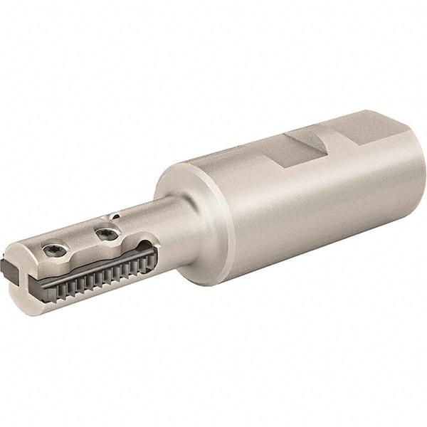 Vargus - 19mm Cut Diam, 44mm Max Hole Depth, 25mm Shank Diam, Internal/External Indexable Thread Mill - Insert Style R25, 2 Inserts, Toolholder Style RTMC, 100mm OAL - Exact Industrial Supply