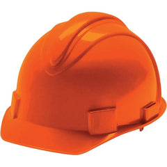 Hard Hat: Class E, 4-Point Suspension Orange, HDPE, Slotted