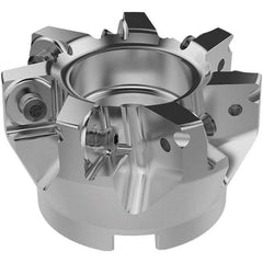 Seco - 80mm Cut Diam, 27mm Arbor Hole, 13mm Max Depth of Cut, 88° Indexable Chamfer & Angle Face Mill - 7 Inserts, SNMU1606.. Insert, Right Hand Cut, 7 Flutes, Through Coolant, Series R220.88-16 - Exact Industrial Supply