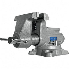 Wilton - 6-1/2" Jaw Width, 6-1/2" Opening Capacity, 4-3/8" Throat Depth, Iron Swivel Bench Vise - Double Lockdown Base Attachment, Anvil, 19-19/64" Long x 11" Wide x 9-13/32" High - Exact Industrial Supply