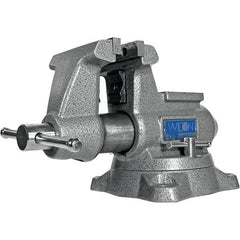 Wilton - 4-1/2" Jaw Width, 4" Opening Capacity, 3-1/2" Throat Depth, Iron Swivel Bench Vise - Double Lockdown Base Attachment, Anvil, 15-13/32" Long x 9-13/32" Wide x 8" High - Exact Industrial Supply