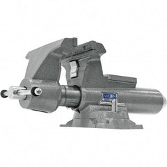 Wilton - 10" Jaw Width, 12" Opening Capacity, 5-1/4" Throat Depth, Iron Swivel Bench Vise - Double Lockdown Base Attachment, Anvil, 28-45/64" Long x 12-39/64" Wide x 11-51/64" High - Exact Industrial Supply