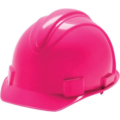 Hard Hat: Class E, 4-Point Suspension Pink, HDPE, Slotted