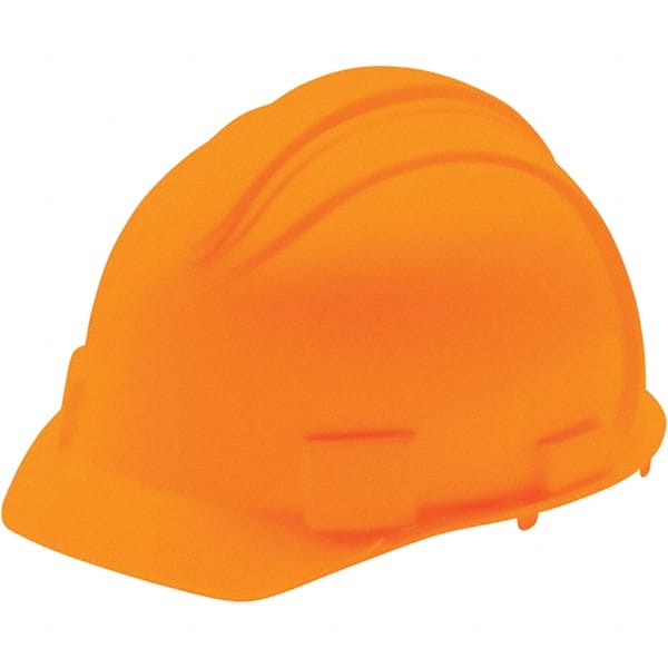 Hard Hat: Class E, 4-Point Suspension Hi-Viz Orange, HDPE, Slotted