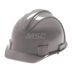 Hard Hat: Class E, 4-Point Suspension Gray, HDPE, Slotted