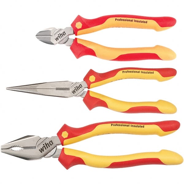 Wiha - Plier Sets Set Type: Cutting Pliers; Insulated Pliers; Wire Stripper Number of Pieces: 3 - Exact Industrial Supply