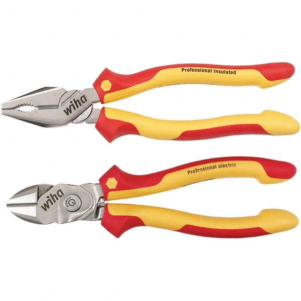 Wiha - Plier Sets Set Type: Combination Pliers; Cutting Pliers Number of Pieces: 2 - Exact Industrial Supply