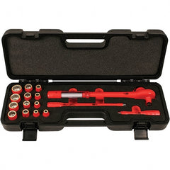 Wiha - 16 Piece Adjustable Torque Wrench & Socket Set - Exact Industrial Supply